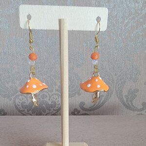 Orange Mushroom Earrings